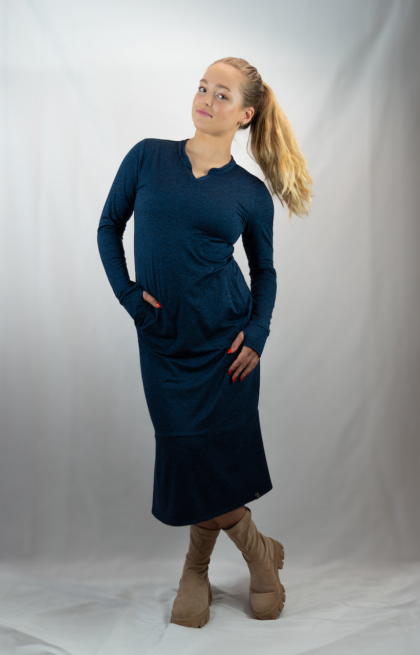 Navy EverReady Maxi Dress – Cozy Soft Fabric with Pockets | Transcendent Active