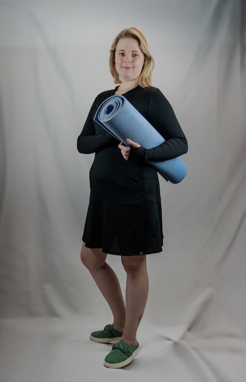 Black EverReady Dress with Pockets – Above the Knee, Modest & Comfortable | Transcendent Active