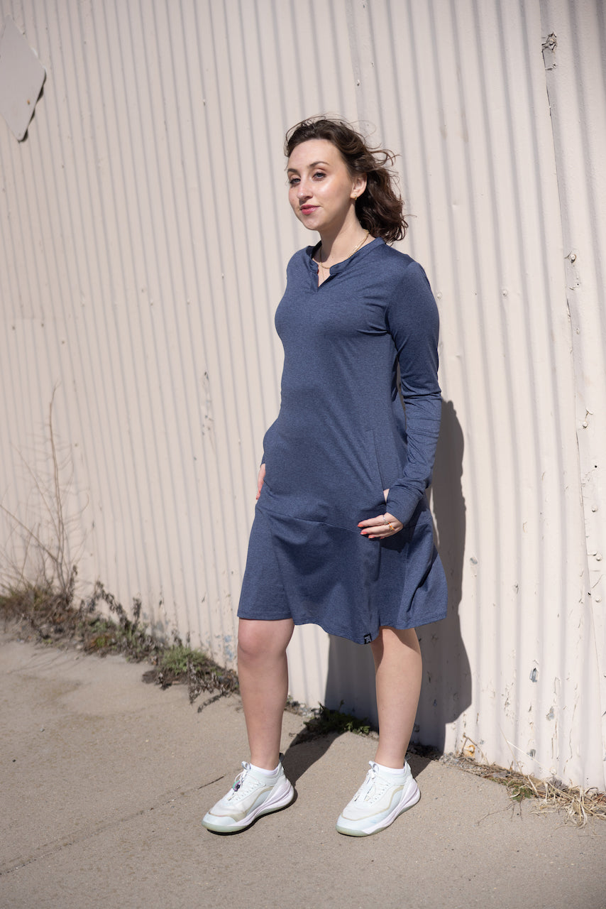 Navy EverReady Dress with Pockets – Above the Knee, Modest & Comfortable | Transcendent Active