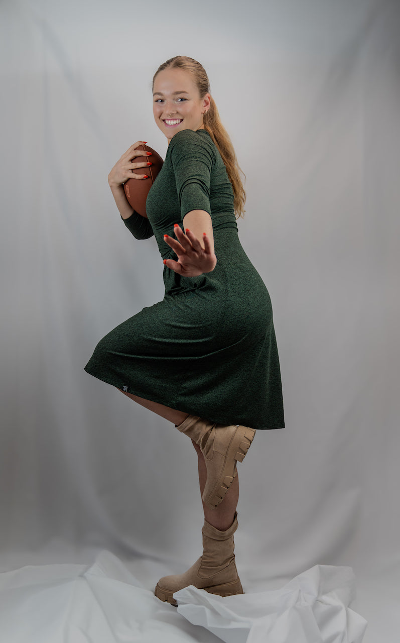 Forest Green Knot Dress – Modest, Elegant & Versatile | Transcendent Active