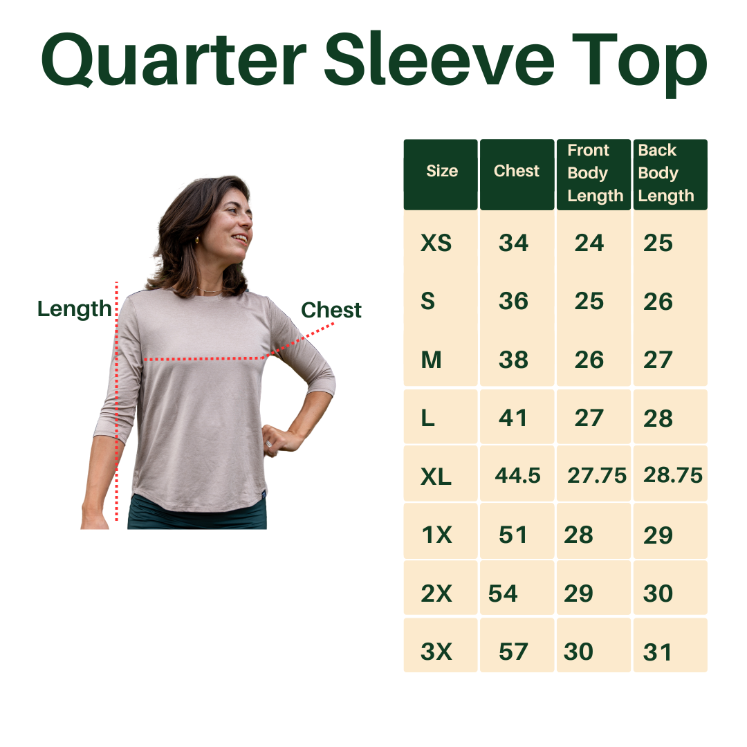 Transcendent Active black quarter sleeve performance top — a modest, sweat-wicking athletic shirt with antimicrobial fabric, designed for comfort, movement, and everyday wear.