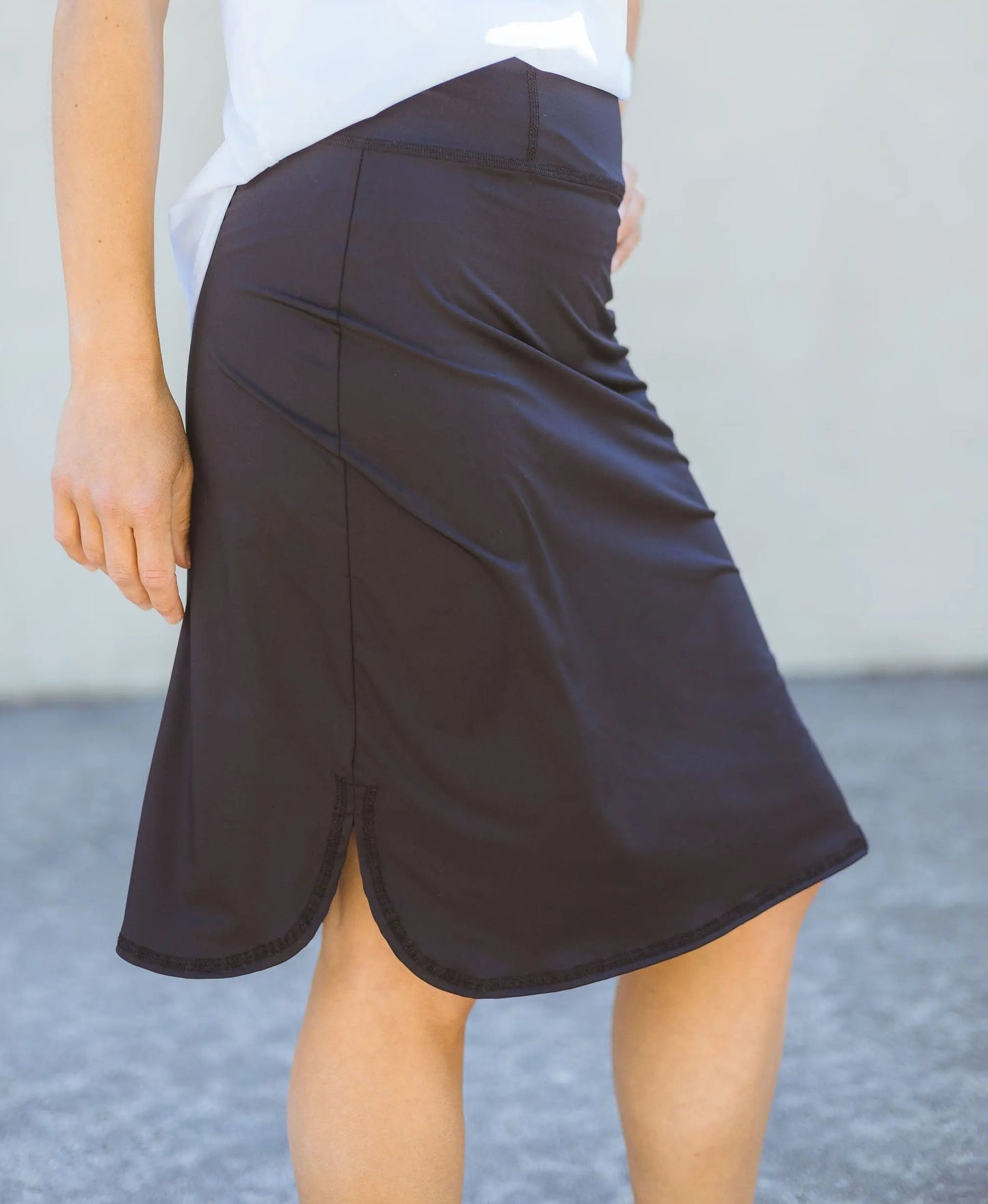 black modest athleisure workout skirt transcendent active