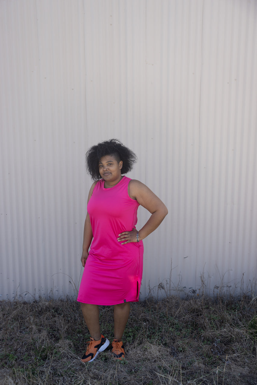 Jet Set Jumper Sleeveless Tank Dress with Pockets L / Magenta Jet Set Jumper Sleeveless Tank Dress with Pockets L / Magenta