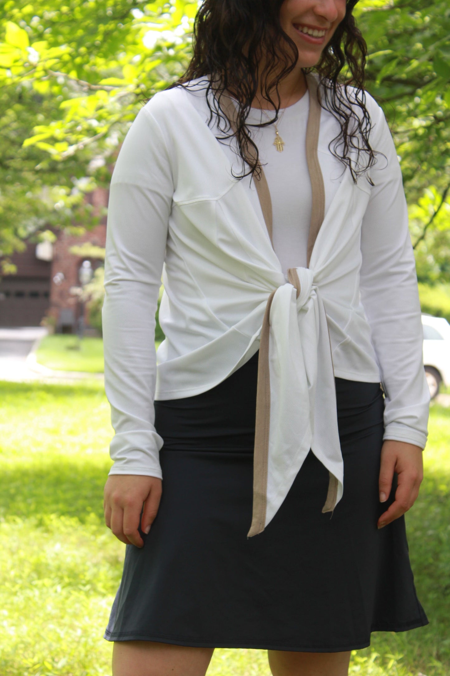 White Mesh Wrap by Transcendent Active – Lightweight Modest Layering Piece