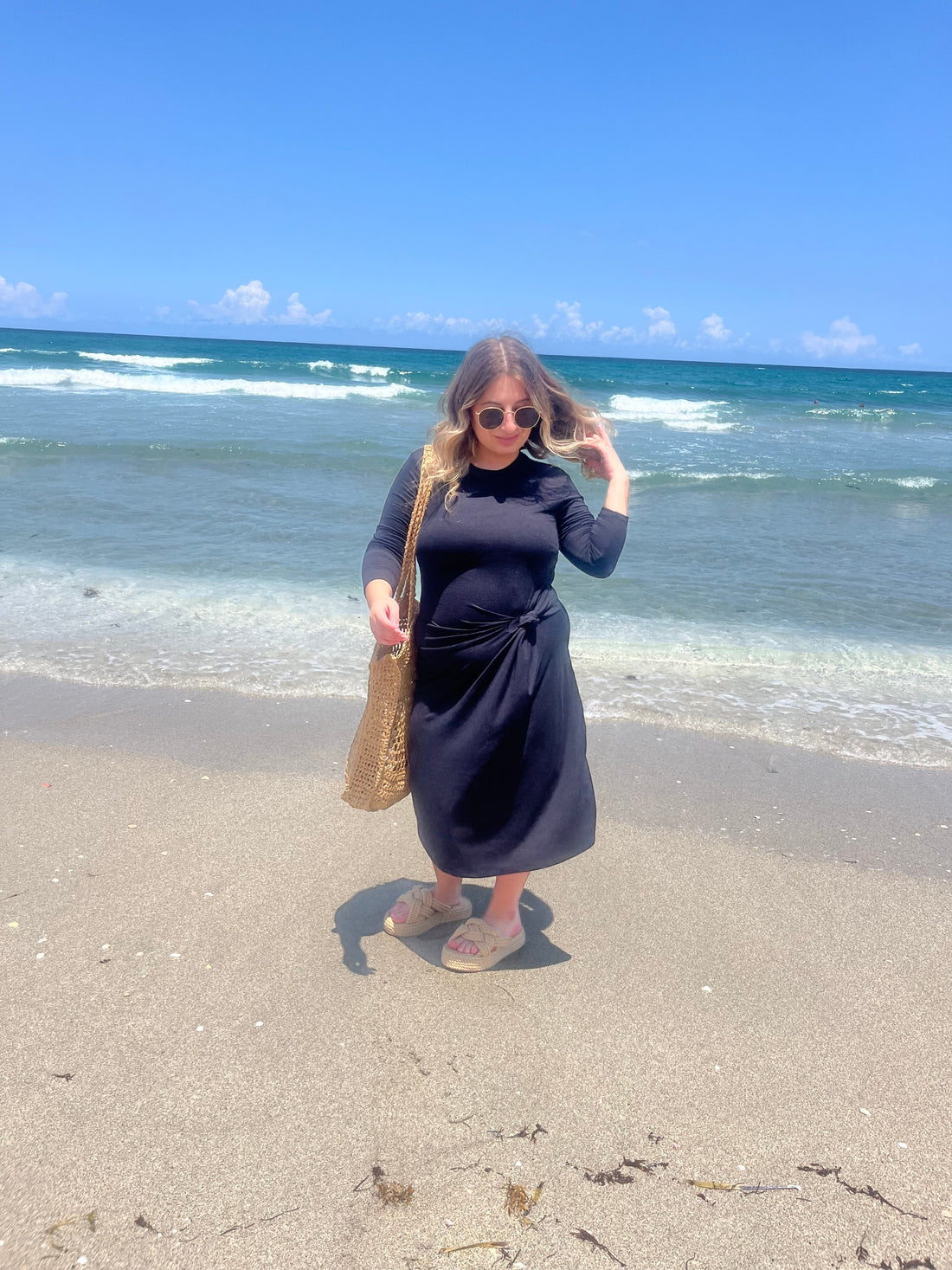 Black Knot Dress Athleisure Dress Modest Beach Coverup Transcendent Active