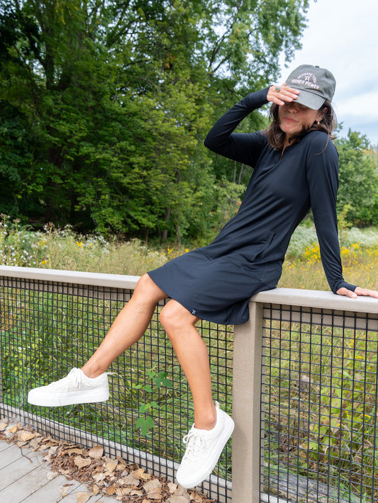 Transcendent Active - EverReady Dress - Athleisure Dress - Dresses with Pockets - Black Tennis Dress