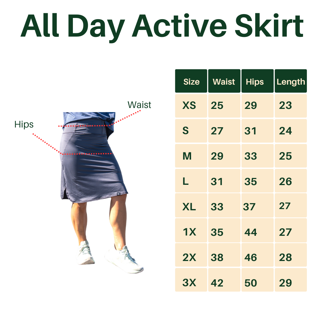Transcendent Active Sizing Chart | Find Your Perfect Modest Fit