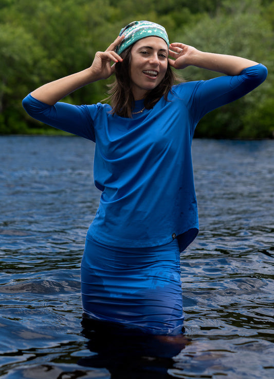 Capri Quarter Sleeve Top for women – modest, ocean- and chlorine-safe activewear made from sweat-wicking, quick-dry fabric, perfect for swimming, sports, and everyday wear.