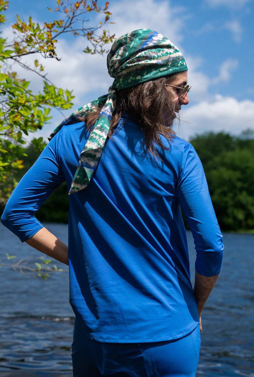 Capri Quarter Sleeve Top for women – modest, ocean- and chlorine-safe activewear made from sweat-wicking, quick-dry fabric, perfect for swimming, sports, and everyday wear.