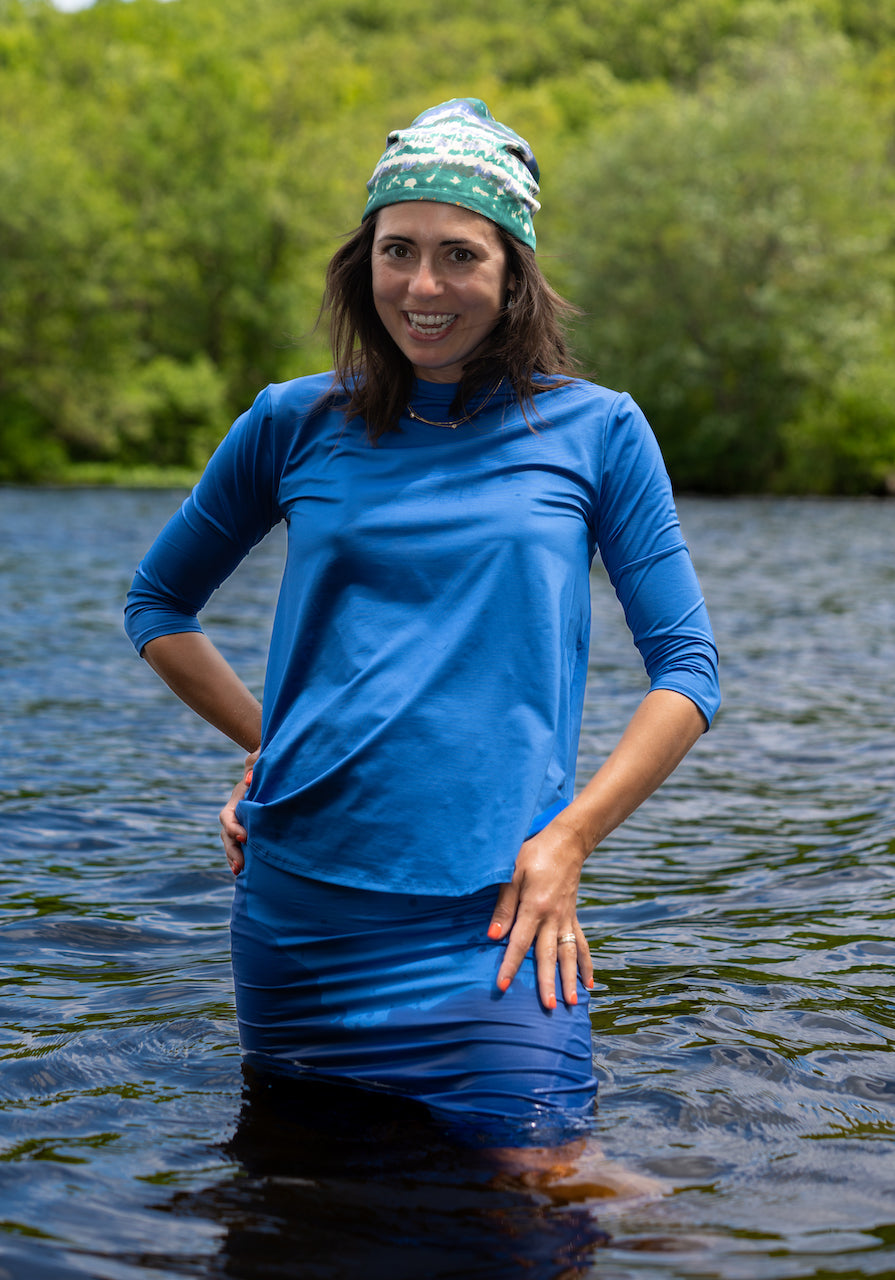 Capri Quarter Sleeve Top for women – modest, ocean- and chlorine-safe activewear made from sweat-wicking, quick-dry fabric, perfect for swimming, sports, and everyday wear.
