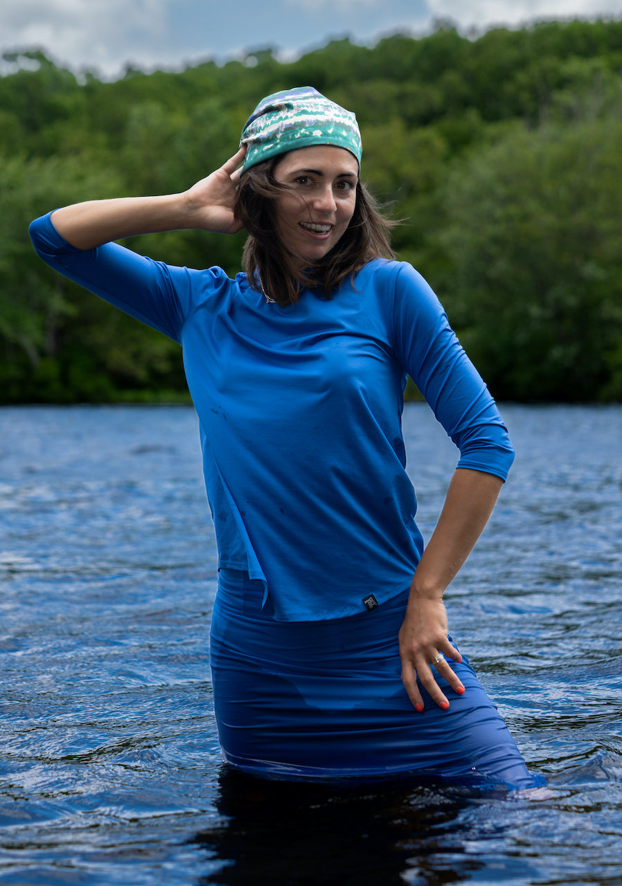 Capri Quarter Sleeve Top for women – modest, ocean- and chlorine-safe activewear made from sweat-wicking, quick-dry fabric, perfect for swimming, sports, and everyday wear.