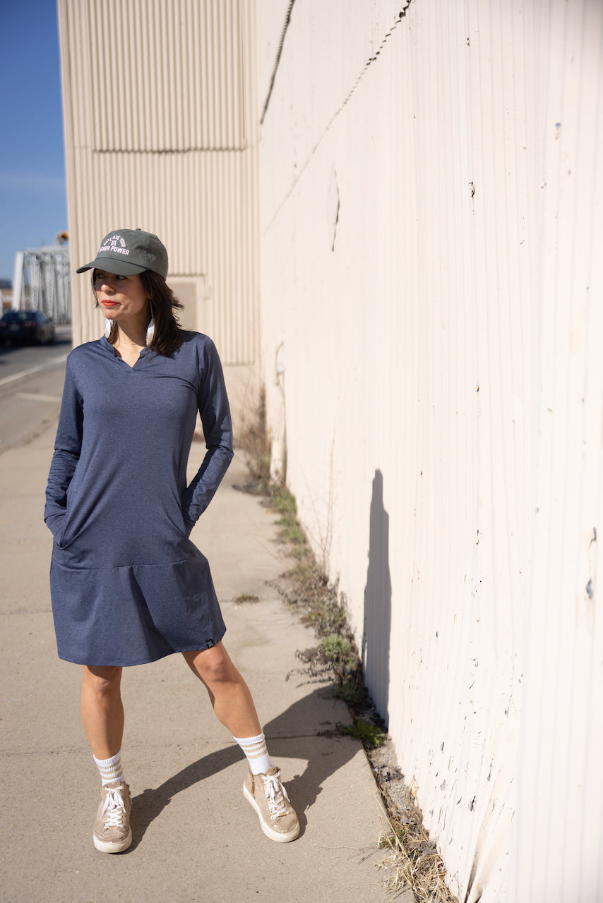 Navy EverReady Dress with Pockets – Above the Knee, Modest & Comfortable | Transcendent Active