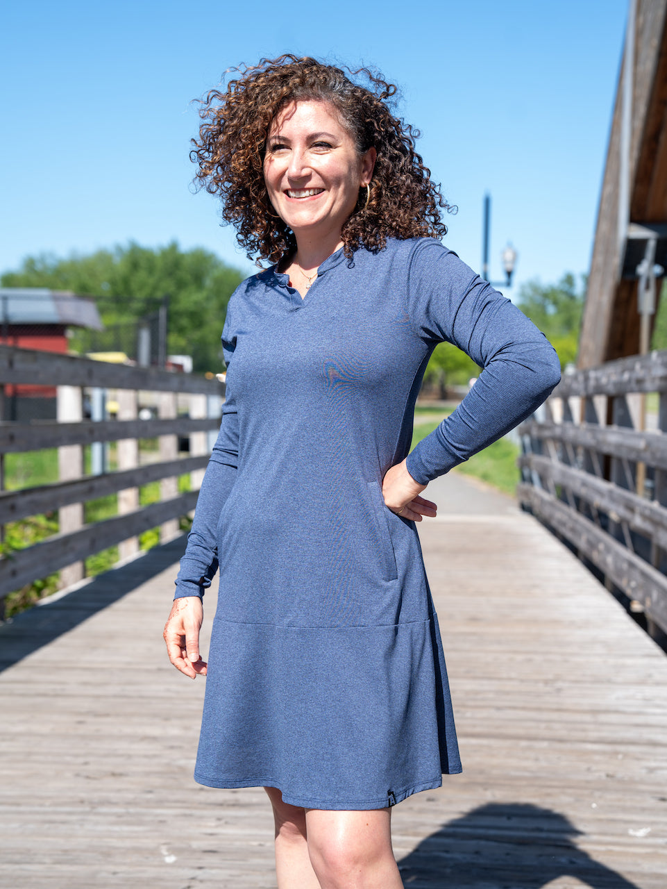 Navy EverReady Dress with Pockets – Above the Knee, Modest & Comfortable | Transcendent Active