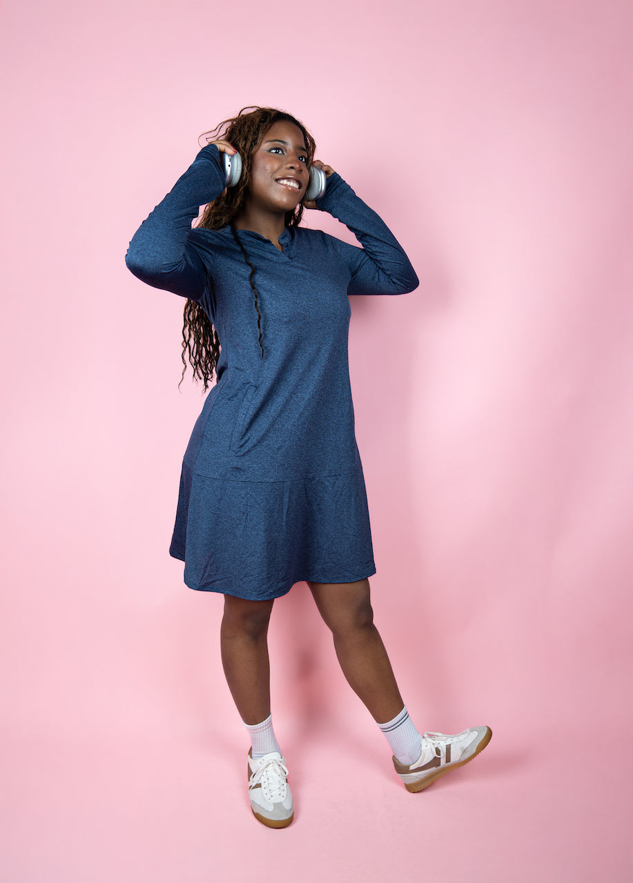 Navy EverReady Dress with Pockets – Above the Knee, Modest & Comfortable | Transcendent Active