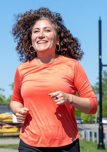 Jersey Modest Quarter Sleeve Workout Top Transcendent Active - Coral
