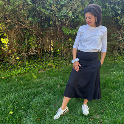 Black Midi Skate Skirt with Pockets Transcendent Active