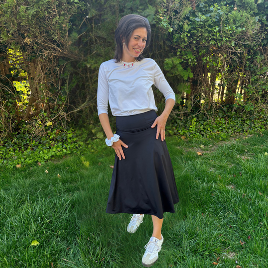 Black Midi Skate Skirt with Pockets Transcendent Active