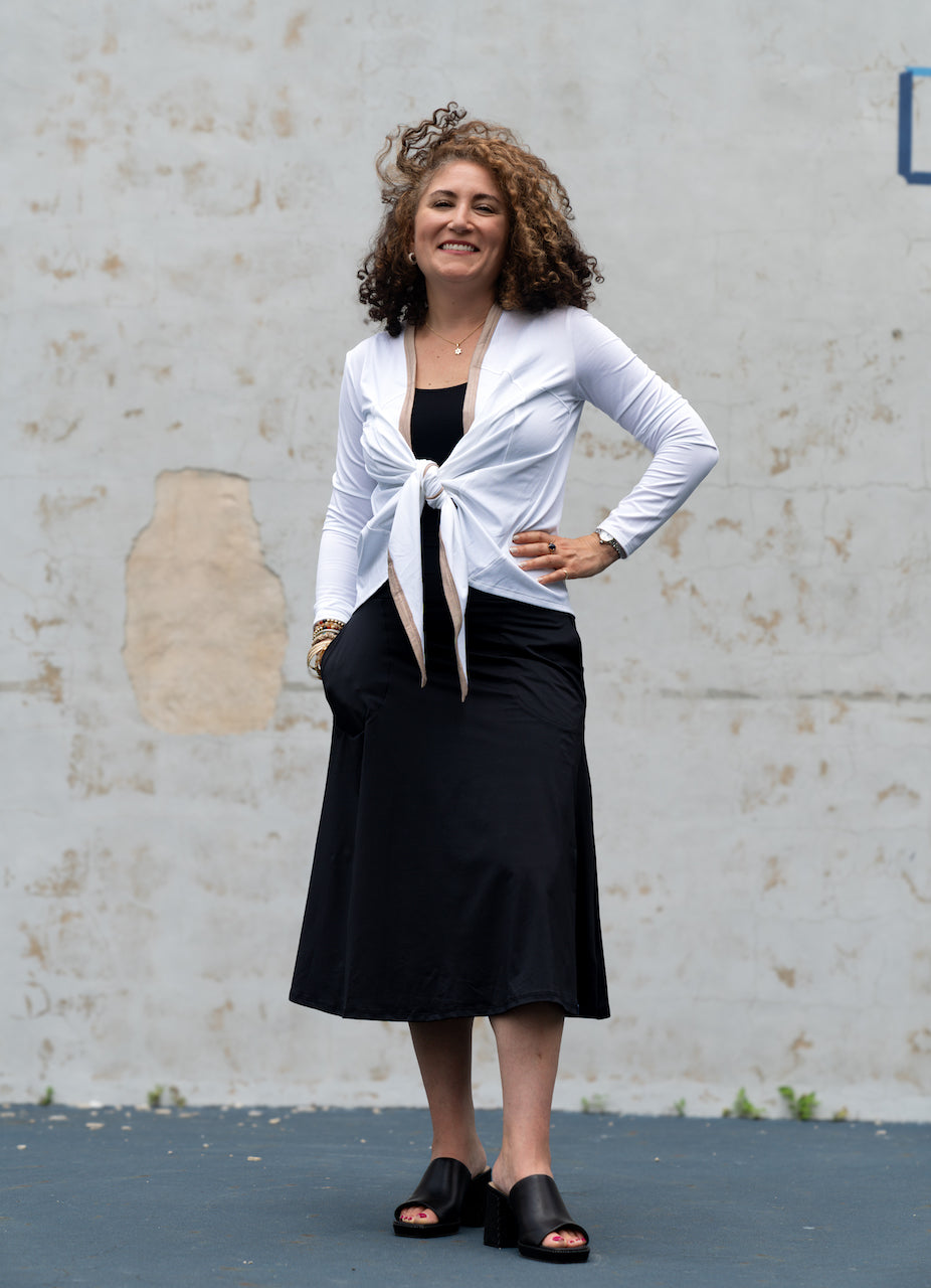 Black Midi Skate Skirt with Pockets – Modest Midi Length | Transcendent Active 