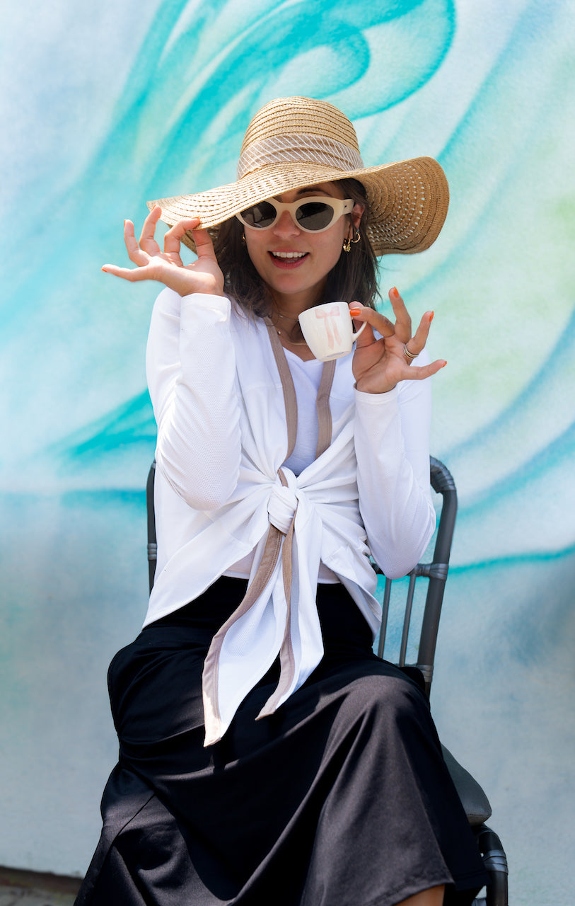 White Mesh Wrap by Transcendent Active – Lightweight Modest Layering Piece