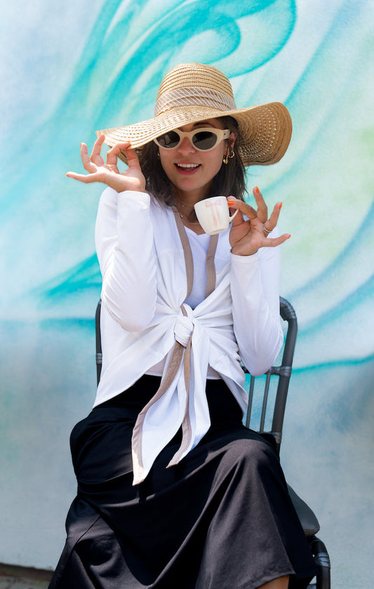 White Mesh Wrap by Transcendent Active – Lightweight Modest Layering Piece