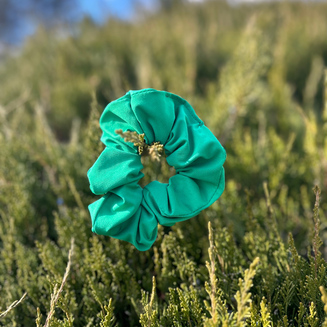 Transcendent Active Zero Waste Kelly Green Scrunchies | Sustainable Hair Accessories