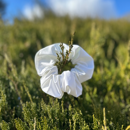 Transcendent Active Zero Waste White Scrunchies | Sustainable Hair Accessories