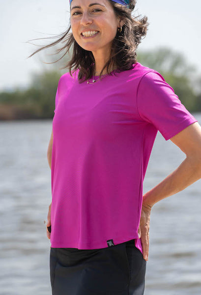 Ease into It Boxy Tee - Razberry – Transcendent Active