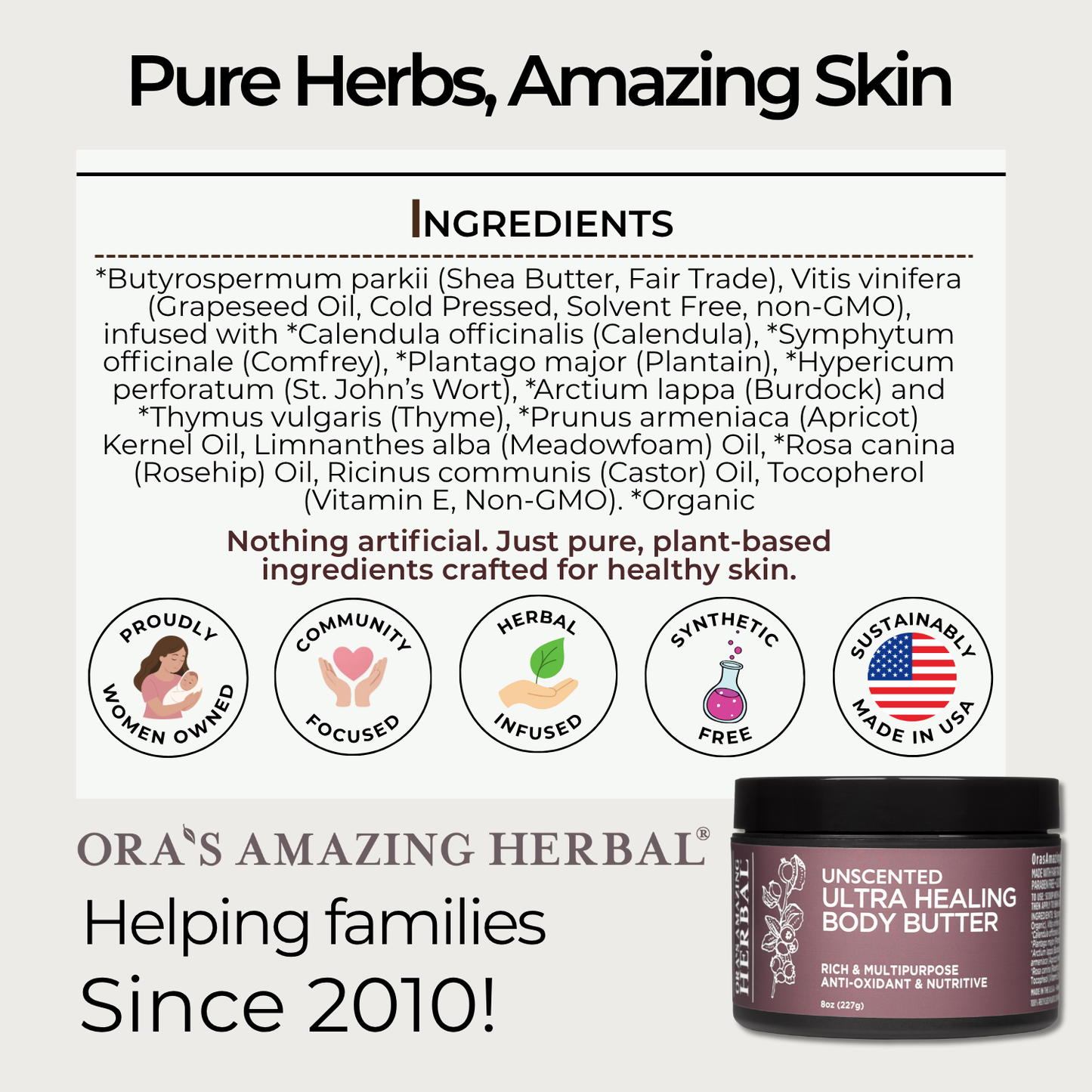 Ultra Healing Body Butter, Unscented Ora's Amazing Herbal