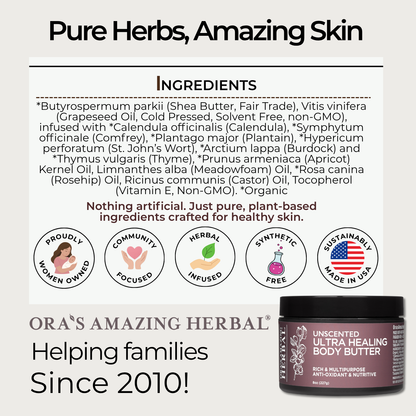 Ultra Healing Body Butter, Unscented Ora's Amazing Herbal
